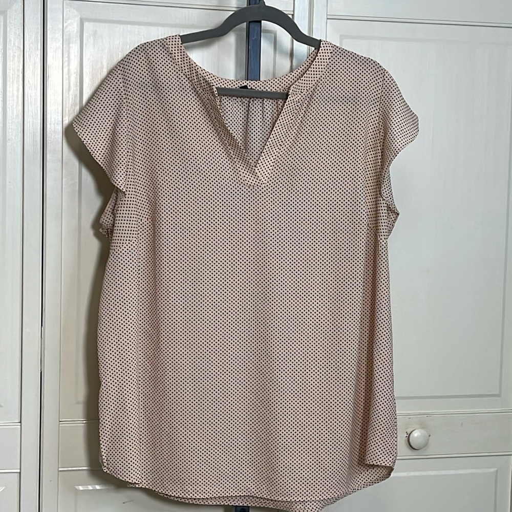 Adrianna Papell Womens Polka Dot Blouse Top Shirt Womens Plus Size 2X Soft Pink